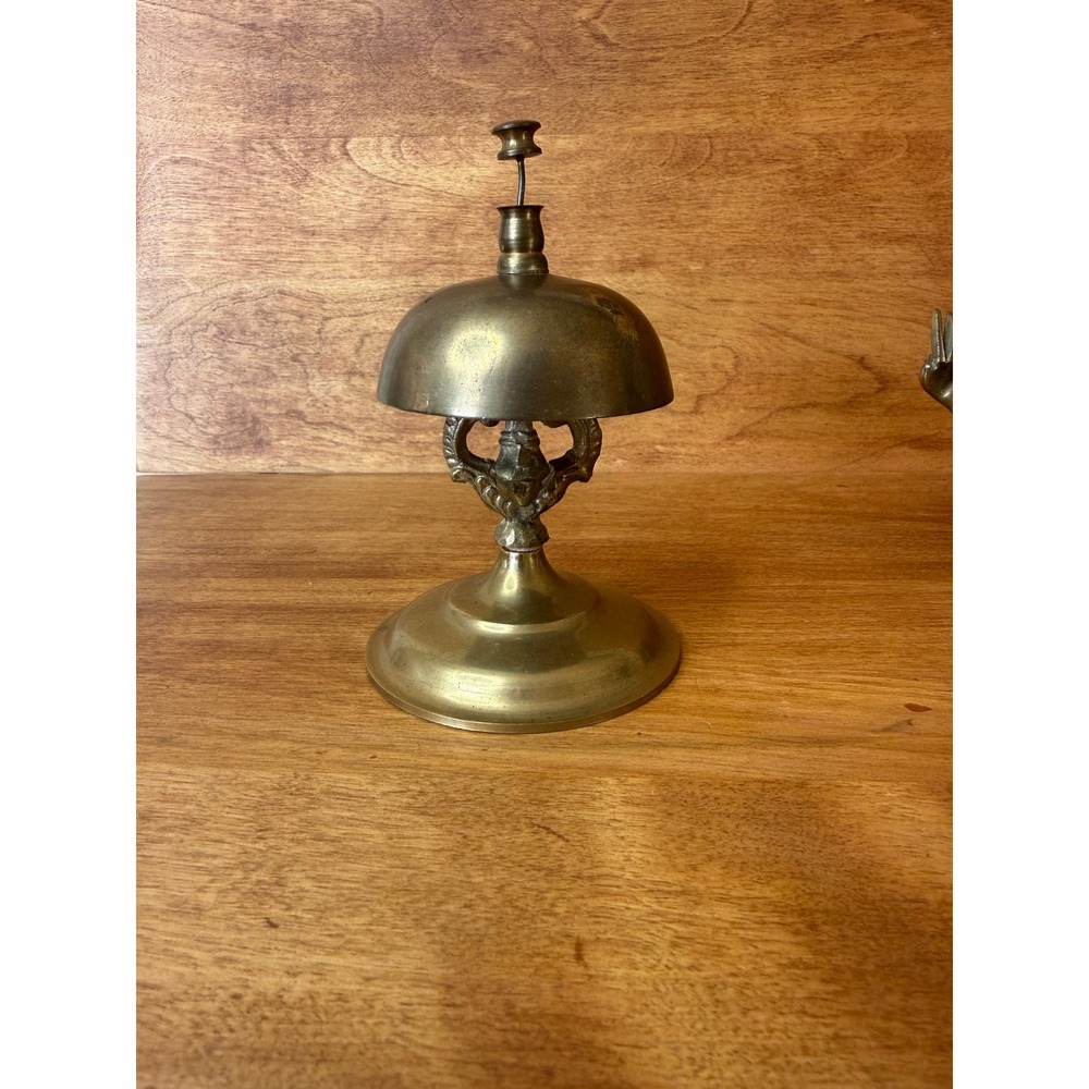 Vintage Brass Desk Bell Service Ringer Ornate Hotel Counter Bell antique retro